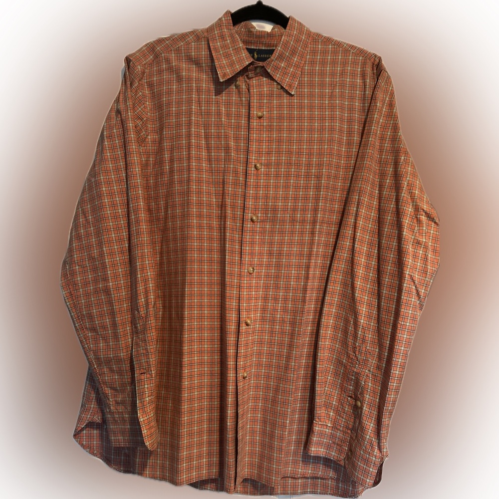 Ralph Lauren 120s Poplin plaid button-down long sleeve men’s shirt